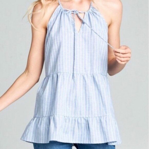 Caroline Peplum Ruffle Top - Picture 2 of 8